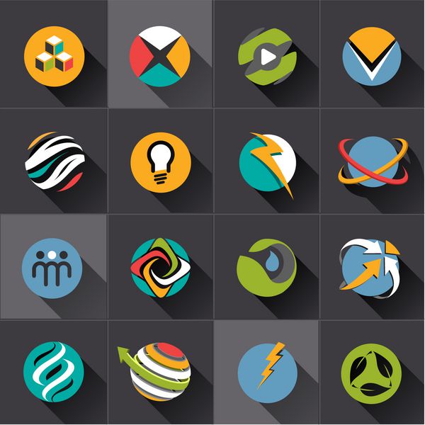 مجموعه ای از آیکون های وب و لوگوهای وکتور در رنگ های شیک