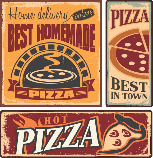 تابلوهای فلزی رترو برای پیتزا فروشی یا رستوران ایتالیایی