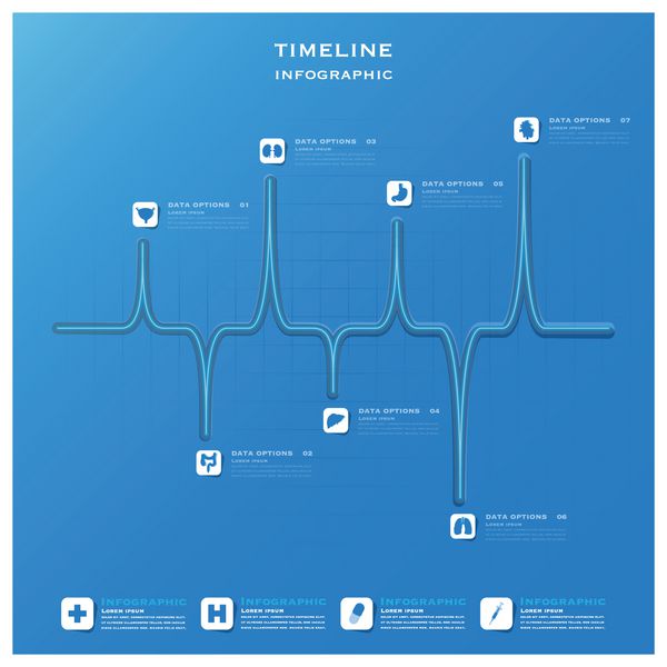 الگوی طراحی اینفوگرافیک سلامت و پزشکی تایم لاین