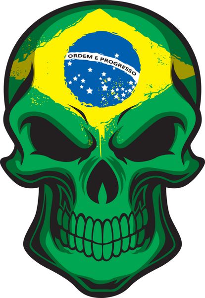 پرچم برزیل روی جمجمه نقاشی شده است