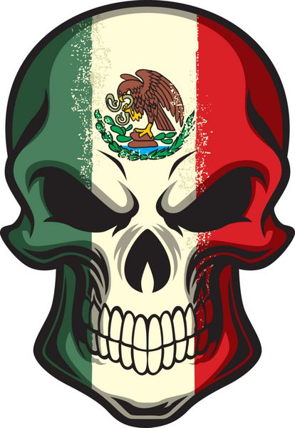 پرچم مکزیک روی جمجمه نقاشی شده است