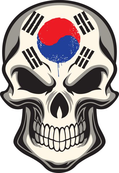 پرچم کره جنوبی روی جمجمه نقاشی شده است