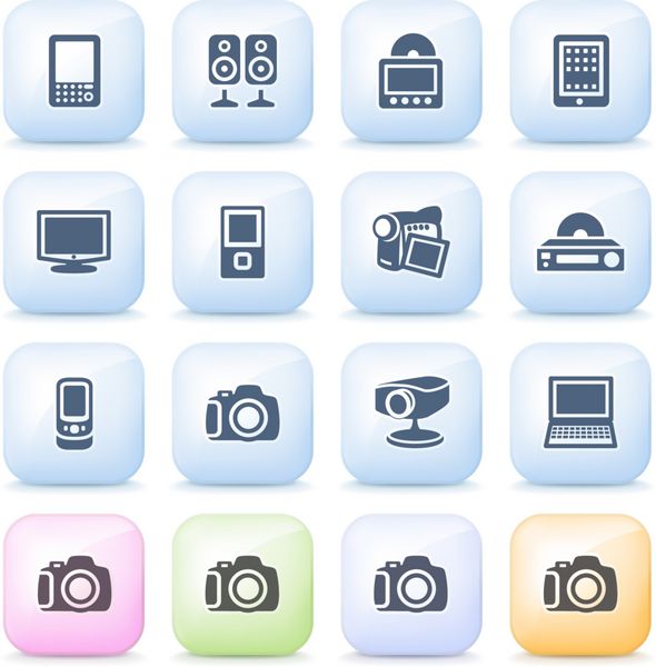 نمادهای الکترونیکی روی دکمه های رنگی