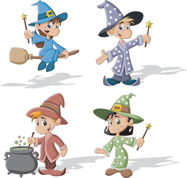 پسران جادوگر کارتونی و دختران جادوگر لباس هالووین