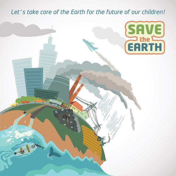 آلودگی شهرهای بزرگ پوستر سازگار با محیط زیست زمین را نجات دهید