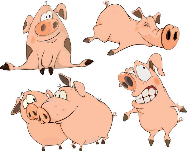 مجموعه ای از کارتون خوک های شاد