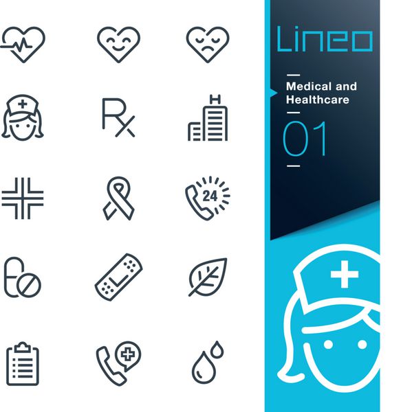 lineo - نمادهای طرح کلی پزشکی و بهداشتی