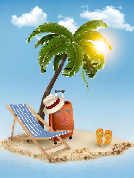 پس زمینه سفر با جزیره گرمسیری مفهوم تعطیلات تابستانی