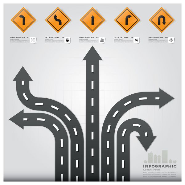 الگوی طراحی اینفوگرافیک علامت تجاری جاده و خیابان