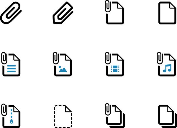 آیکون های دوتایی کلیپ فایل در پس زمینه سفید