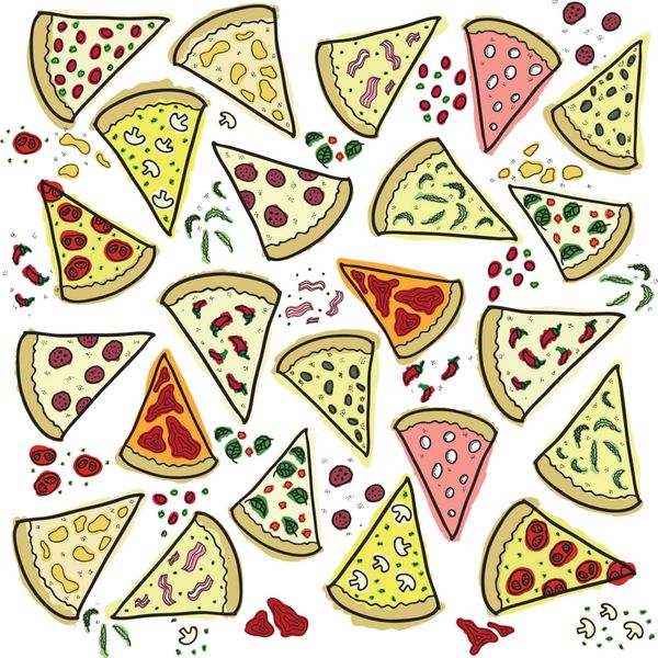 تکه های مختلف پیتزا