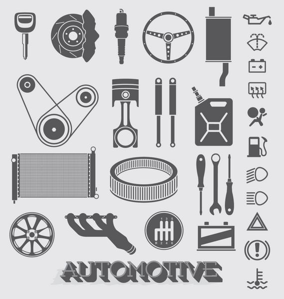 مجموعه وکتور قطعات و نمادهای خودرو