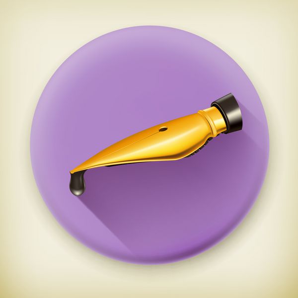 خودکار جوهر طلایی نماد وکتور سایه بلند