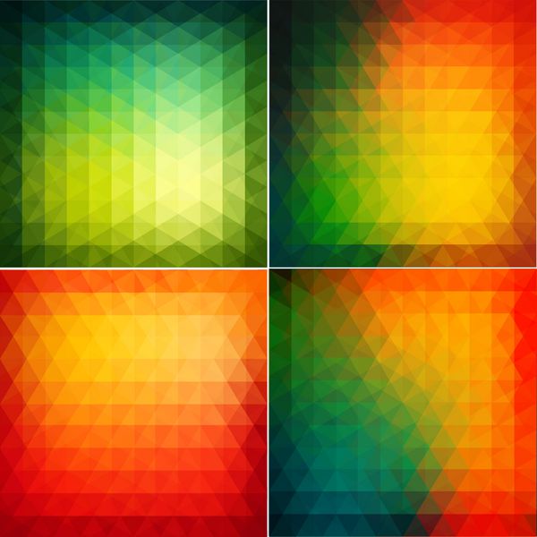 مجموعه پس زمینه های رنگارنگ مثلثی صاف