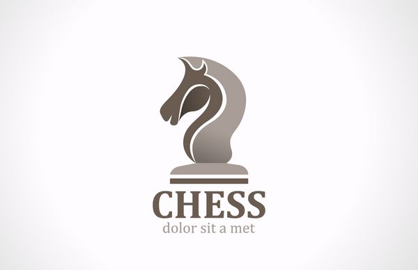 نماد طراحی لوگو وکتور شبح شکل اسب باشگاه شطرنج