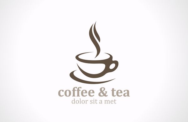 طرح وکتور لوگو فنجان چای قهوه نماد نشان کافه