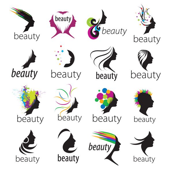 مجموعه ای از وکتور لوگوهای زیبای زن f