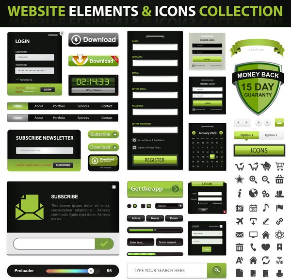 عنصر و آیکون های طراحی وب
