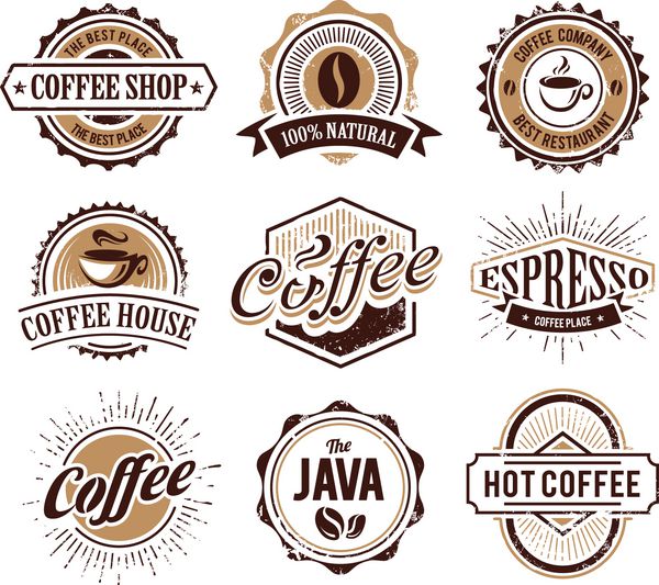 نمادهای قهوه به سبک رترو