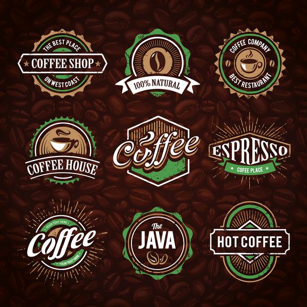 نمادهای قهوه به سبک رترو