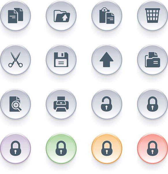 نمادهای سند روی دکمه های رنگی