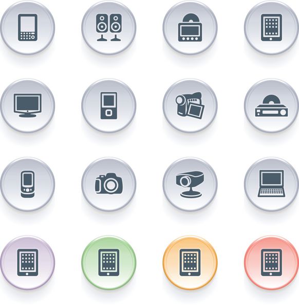 نمادهای الکترونیکی روی دکمه های رنگی
