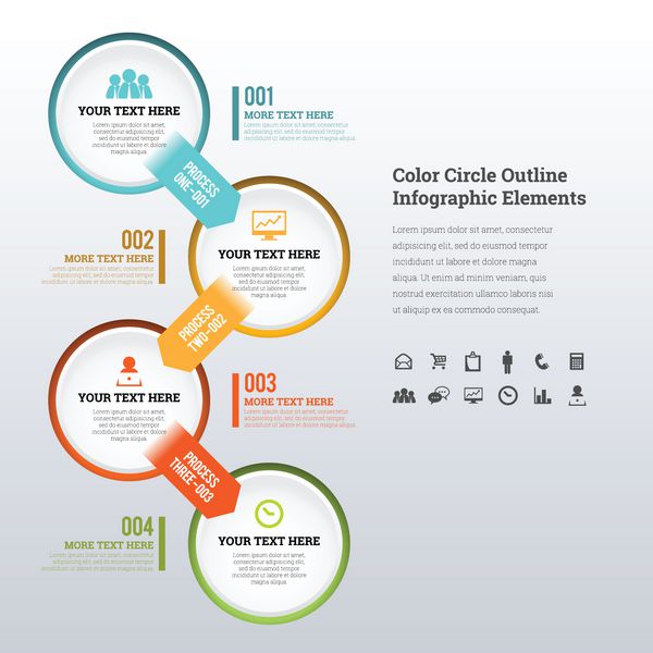 عناصر اینفوگرافیک طرح دایره رنگی