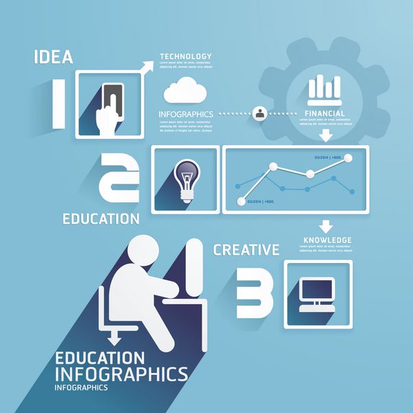 الگوی برش کاغذ اینفوگرافیک آموزش طراحی مدرن