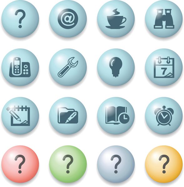 نمادهای سازمان دهنده روی دکمه های رنگی