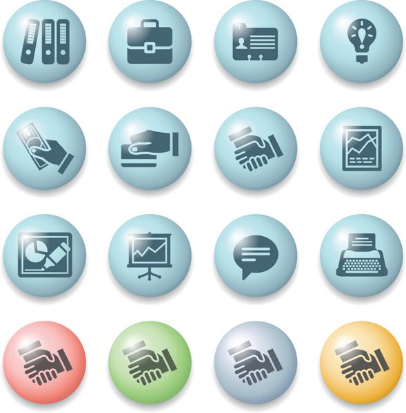 نمادهای تجاری روی دکمه های رنگی