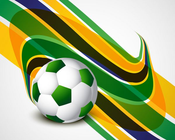 مفهوم پرچم برزیل موج شیک پس زمینه فوتبال وکت رنگارنگ
