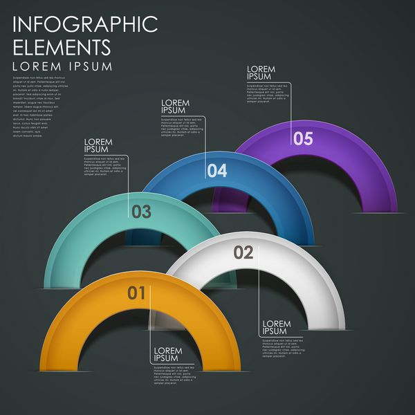 وکتور عناصر اینفوگرافیک قوس انتزاعی