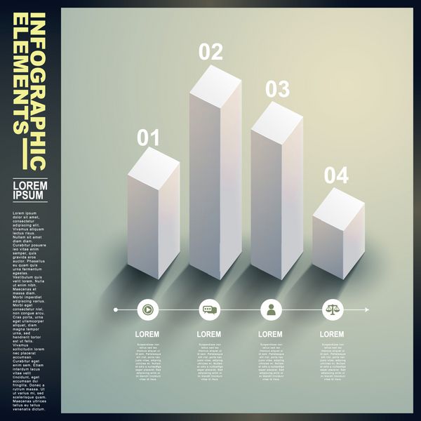 عناصر اینفوگرافیک الگوی آمار سفید سه بعدی