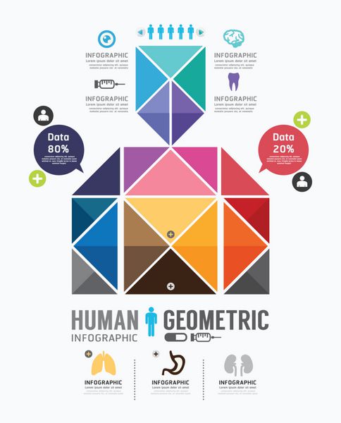 الگوی طراحی هندسی اینفوگرافیک انسان مفهوم بردار تصویر