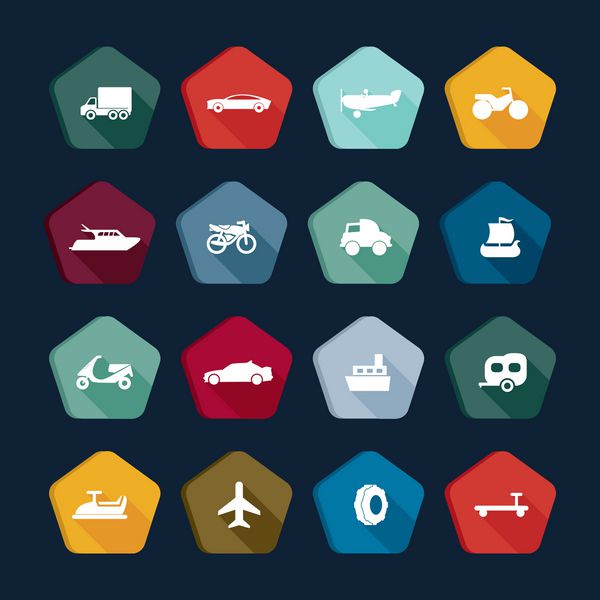 نمادهای سفر دکمه های حمل و نقل