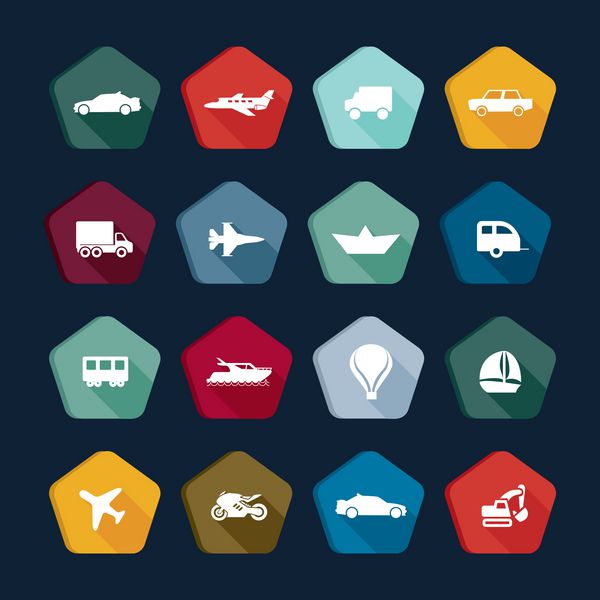 نمادهای سفر مجموعه دکمه های حمل و نقل