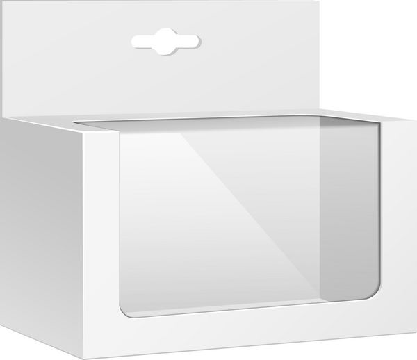 جعبه بسته بندی محصول افقی سفید با پنجره