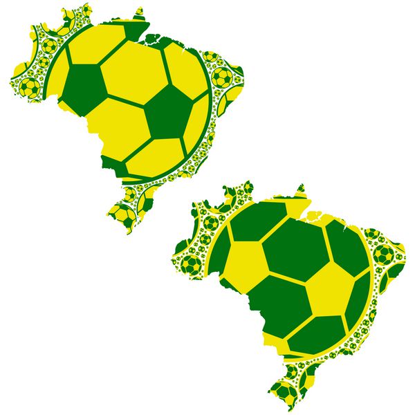 نقشه برزیل با توپ های فوتبال