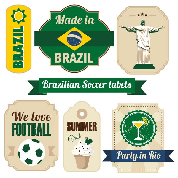 مجموعه رترو از برچسب ها و برچسب های مختلف برزیلی وکتور
