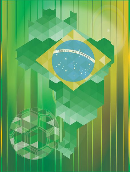 پس زمینه فوتبال با پرچم نقشه برزیل