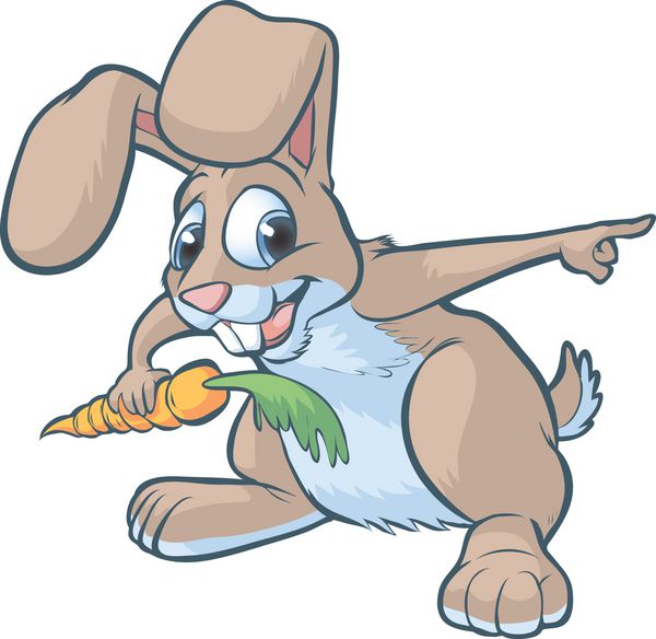 کارتونی شاد با اشاره خرگوش