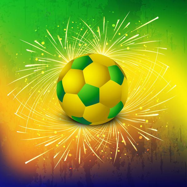 توپ فوتبال با رنگ های برزیلی مفهوم پس زمینه جشن ve