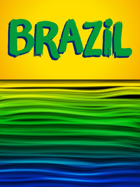 پس‌زمینه آبی سبز زرد و پرچم برزیل موج می‌زند