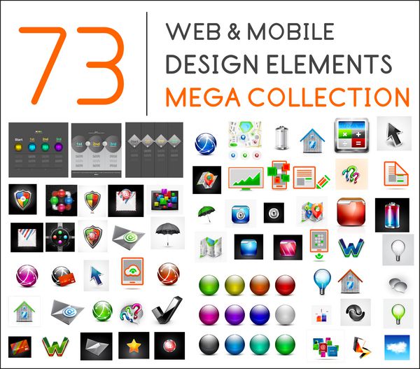 مجموعه مگا عناصر طراحی وب موبایل