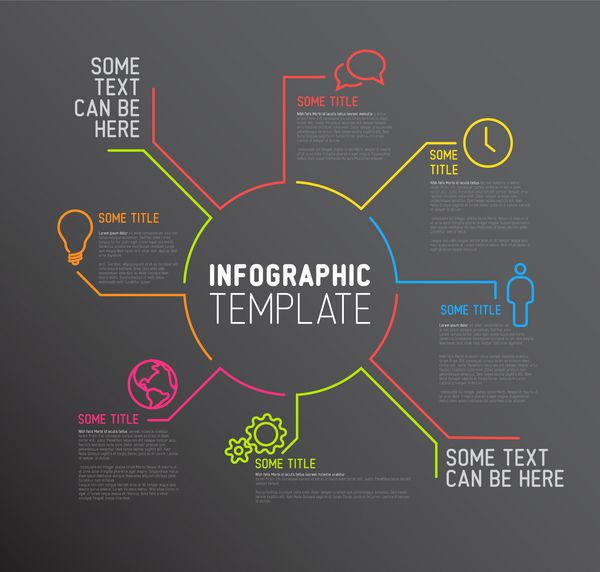 الگوی گزارش اینفوگرافیک تاریک ساخته شده از خطوط