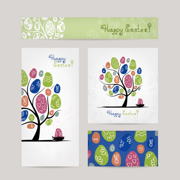 طراحی کارت پستال با درخت عید پاک