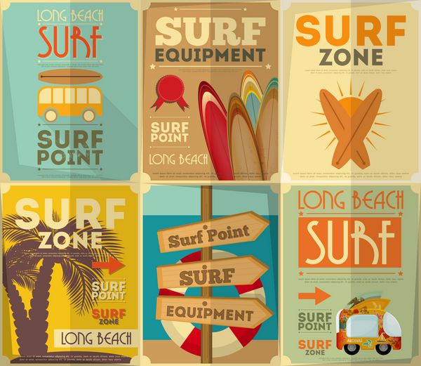مجموعه پوسترهای موج سواری