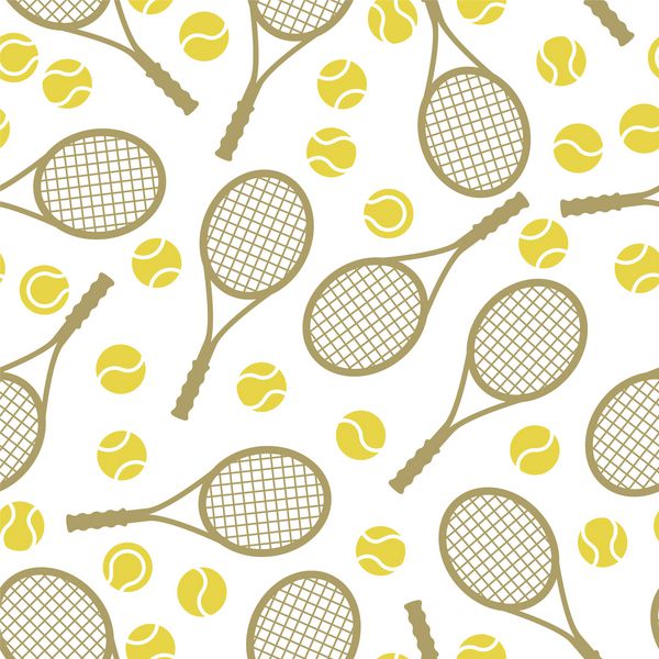 الگوی بدون درز ورزشی با نمادهای تنیس در سبک طراحی تخت