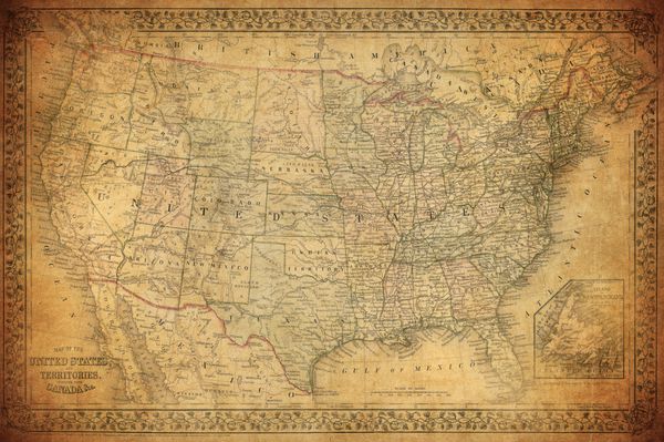 نقشه قدیمی ایالات متحده 1867