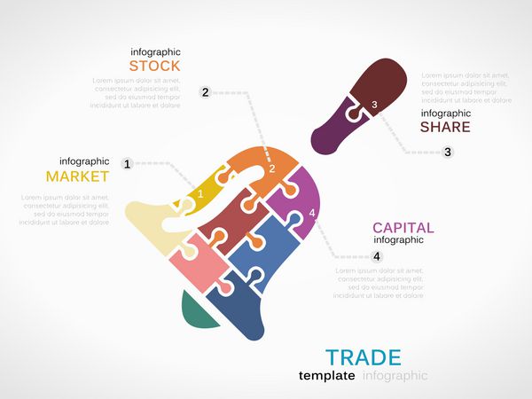 الگوی اینفوگرافیک مفهومی تجارت با زنگ باز
